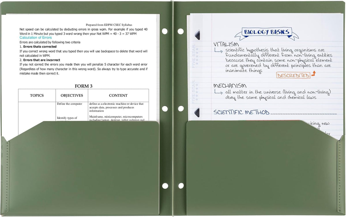 Five Star 2 Pocket Folders, Recycled Plastic Folders, Fits 3-Ring Binder, Holds 8.5" x 11" Paper, Assorted Colors, 4 Pack (33002)