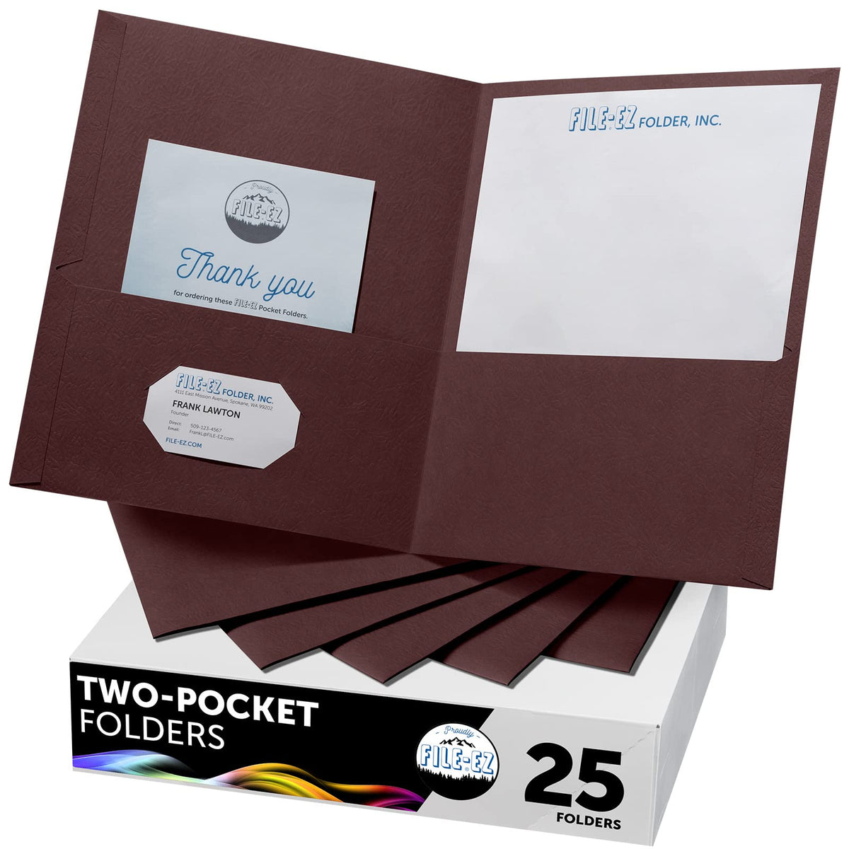 FILE-EZ Two-Pocket Folders, Navy Dark Blue, 25-Pack, Textured Paper, Letter Size (EZ-32523)