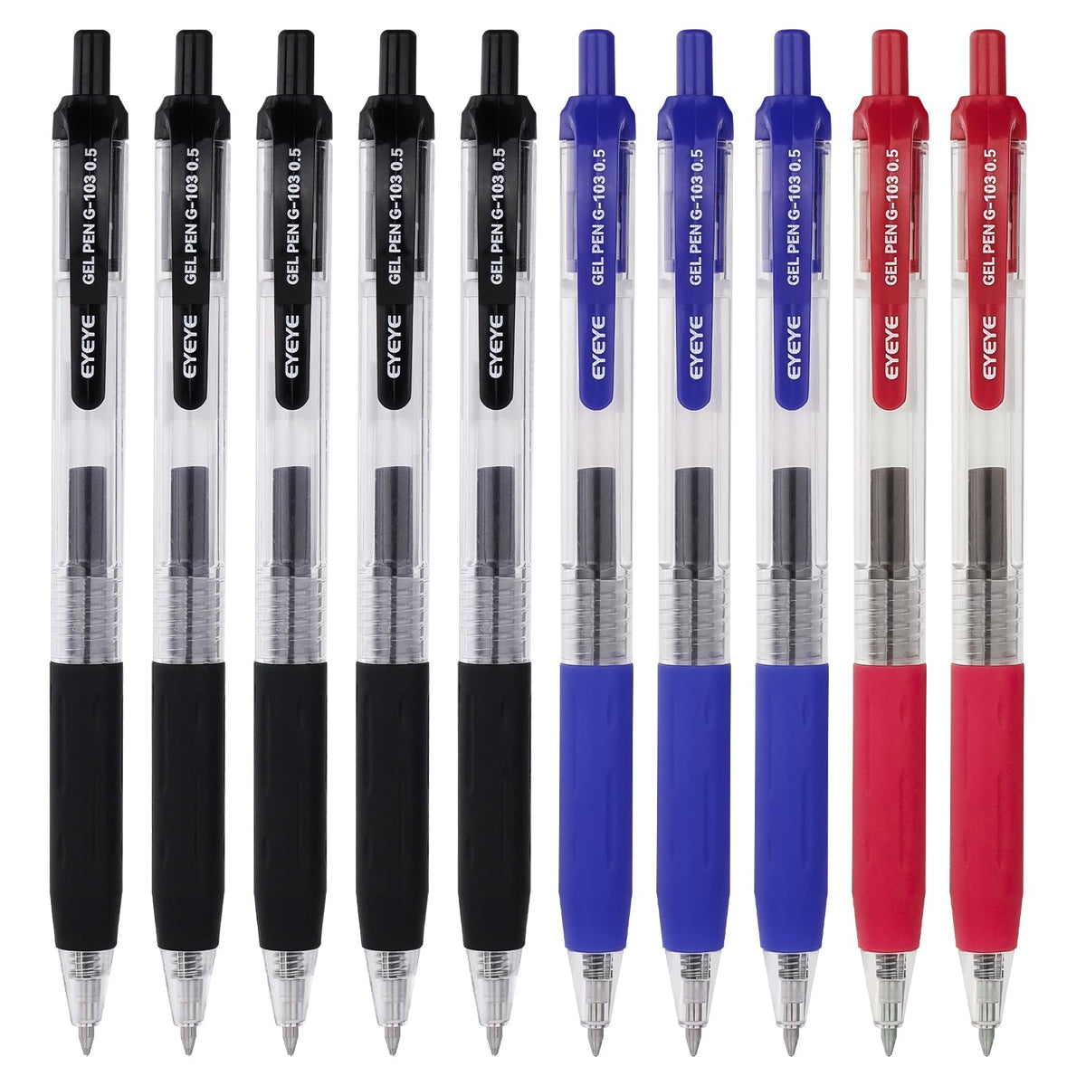 EYEYE G-103 Gel Pens, Black Ink, 0.5mm Extra Fine Point, Pack of 10
