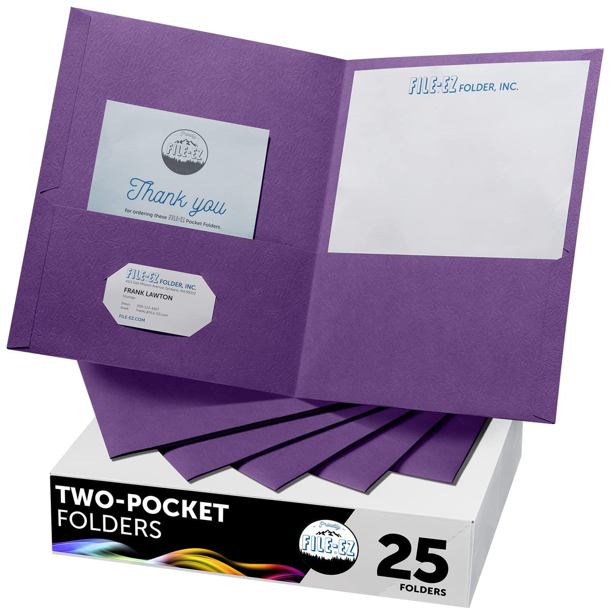 FILE-EZ Two-Pocket Folders, Navy Dark Blue, 25-Pack, Textured Paper, Letter Size (EZ-32523)