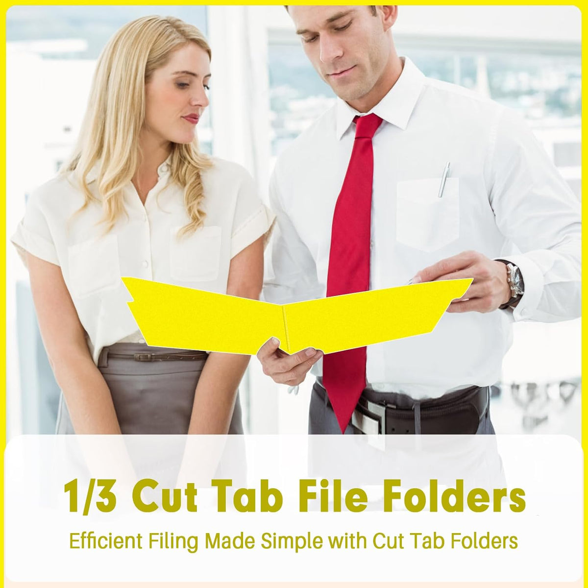 PANDRI Colored File Folders, 120 Pack 1/3 Cut Tab File Folder, Yellow
