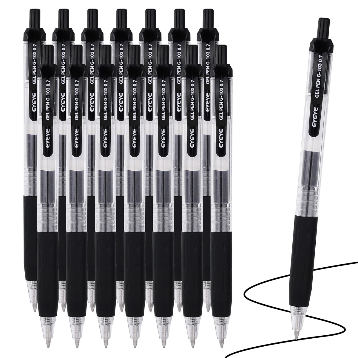 EYEYE G-103 Gel Pens, Black Ink, 0.5mm Extra Fine Point, Pack of 10
