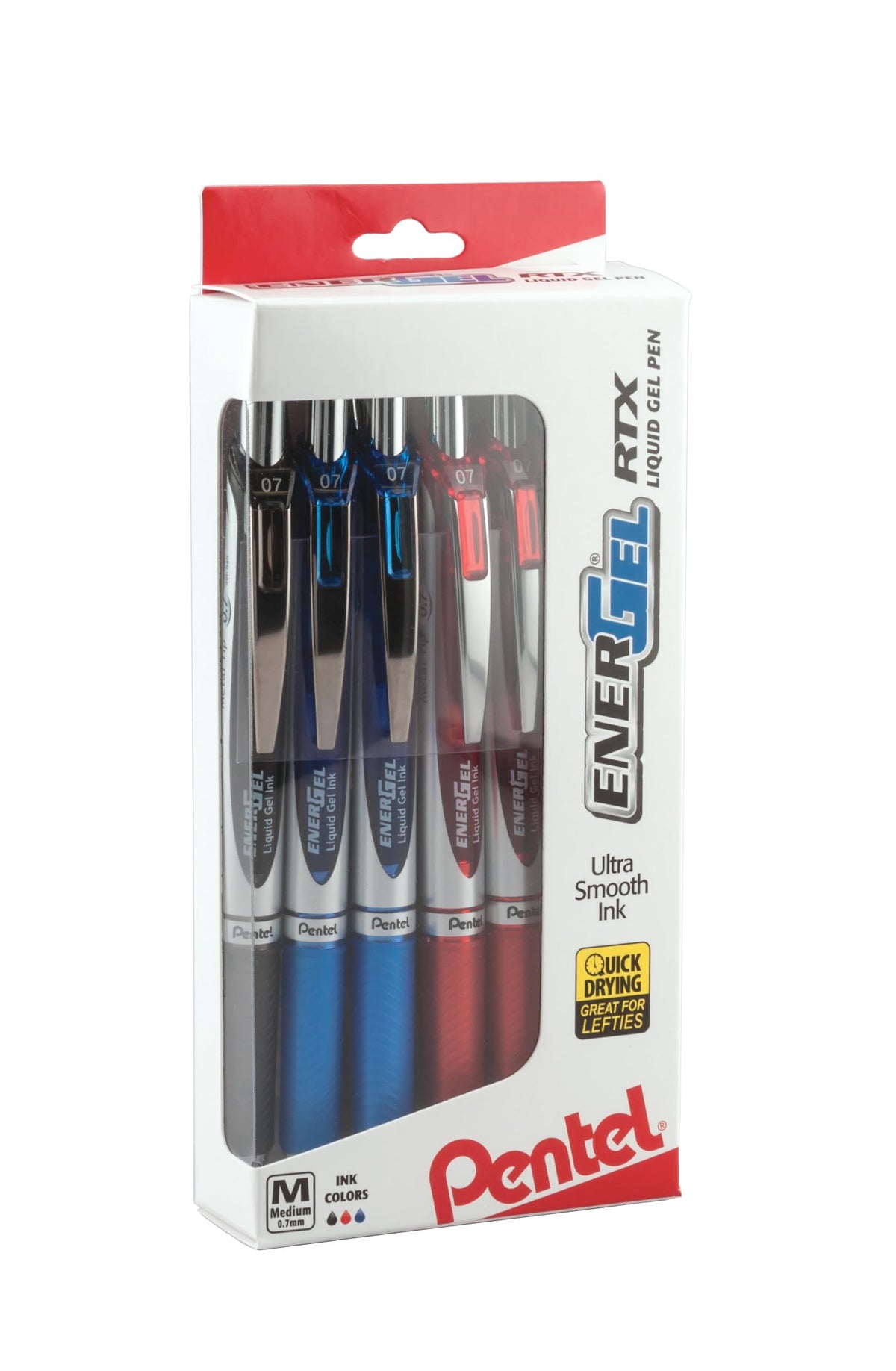 Pentel EnerGel RTX RT Liquid Gel Pen, Med, Metal Tip, (0.7mm), Blue Ink, Box of 12 (BL77PC12C1)