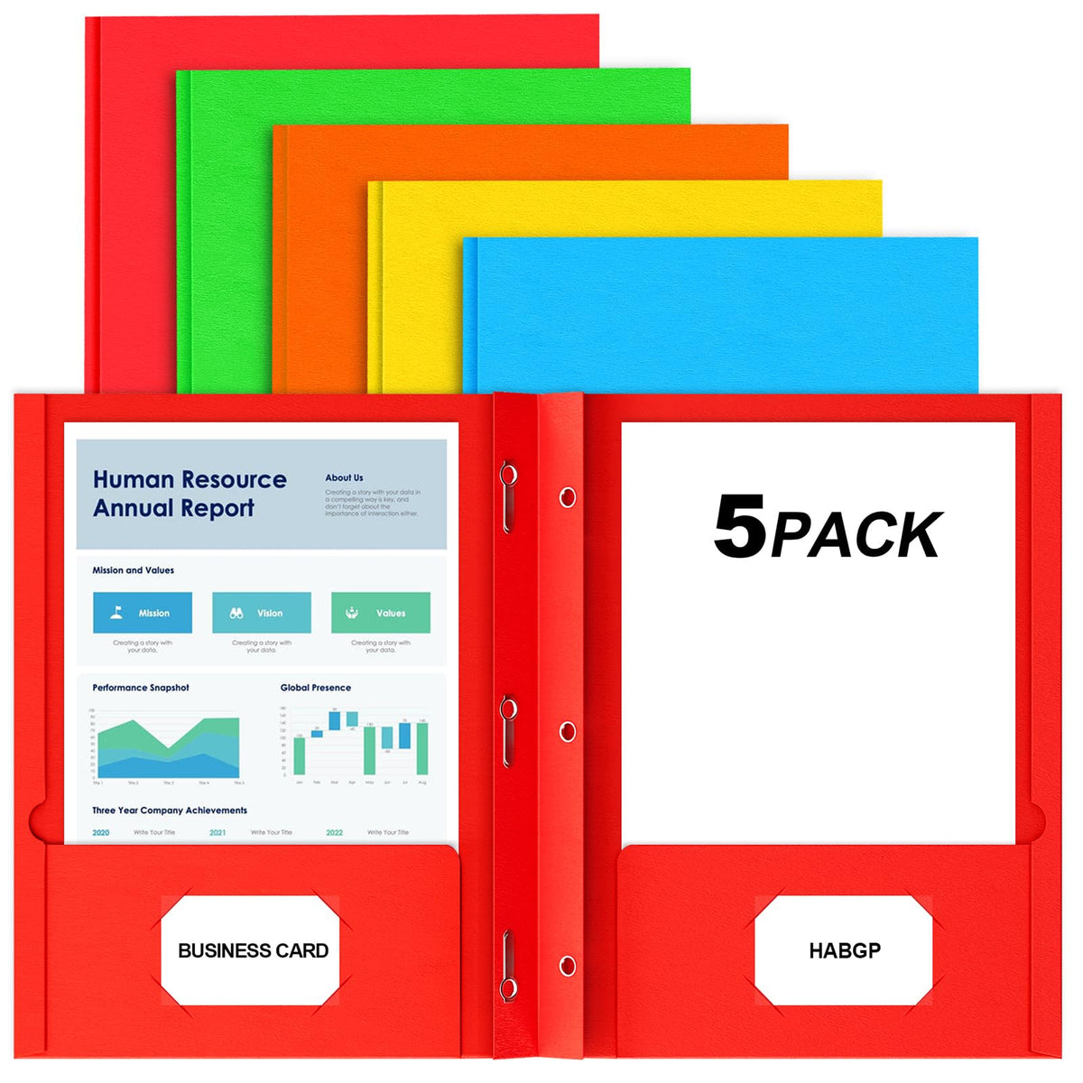 2 Pocket Folders with Prongs, 20 Pack Paper Folders with Pockets & 3 Prongs