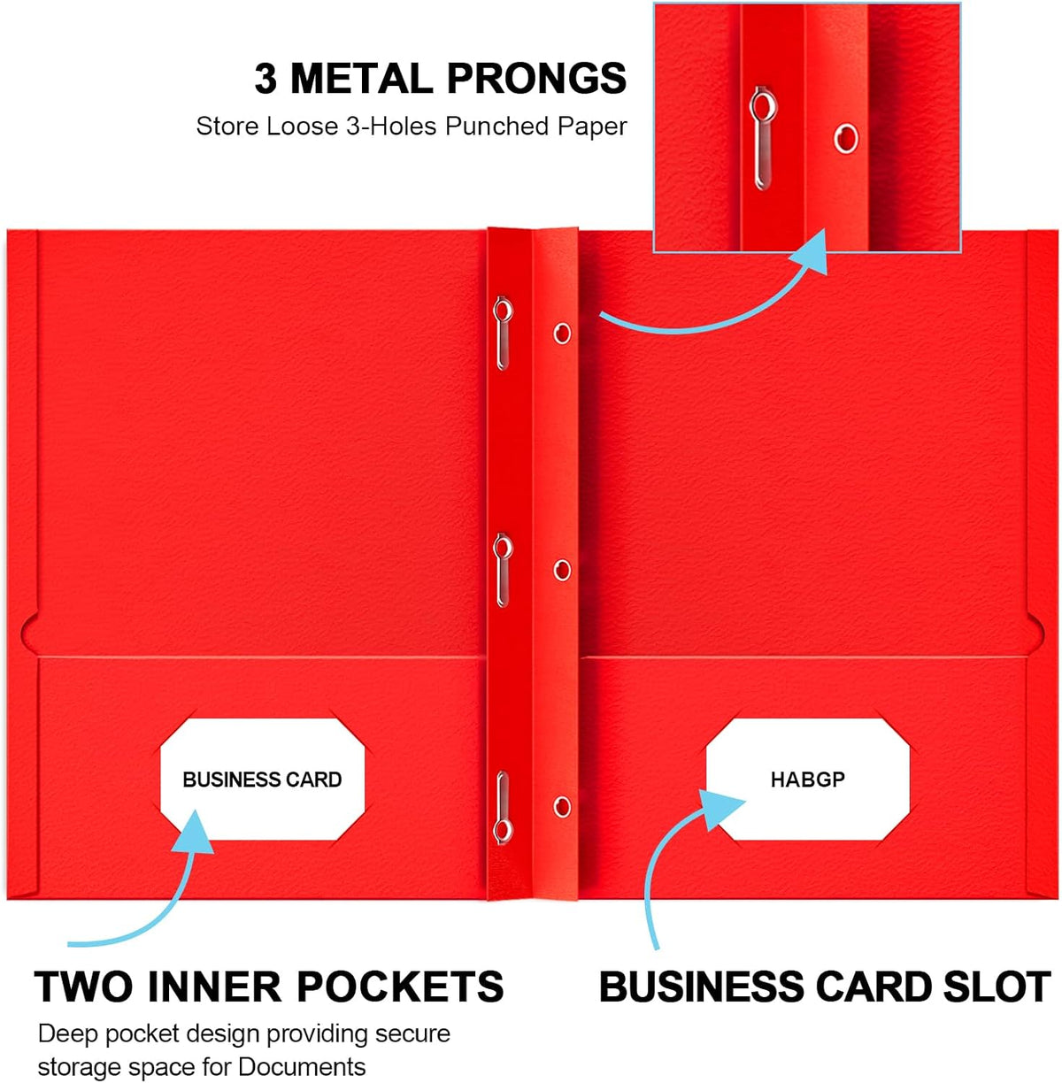 2 Pocket Folders with Prongs, 20 Pack Paper Folders with Pockets & 3 Prongs