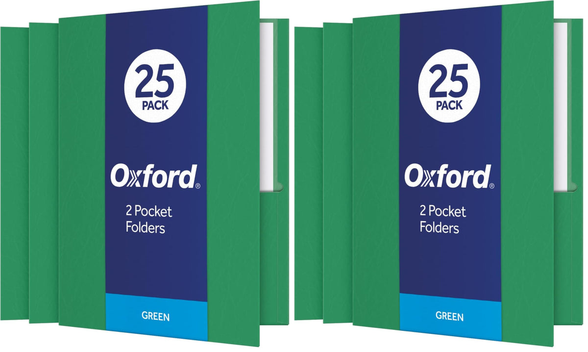 Oxford Twin-Pocket Folders, Textured Paper, Letter Size, Dark Blue, Holds 100 Sheets, Box of 25 (57538EE)