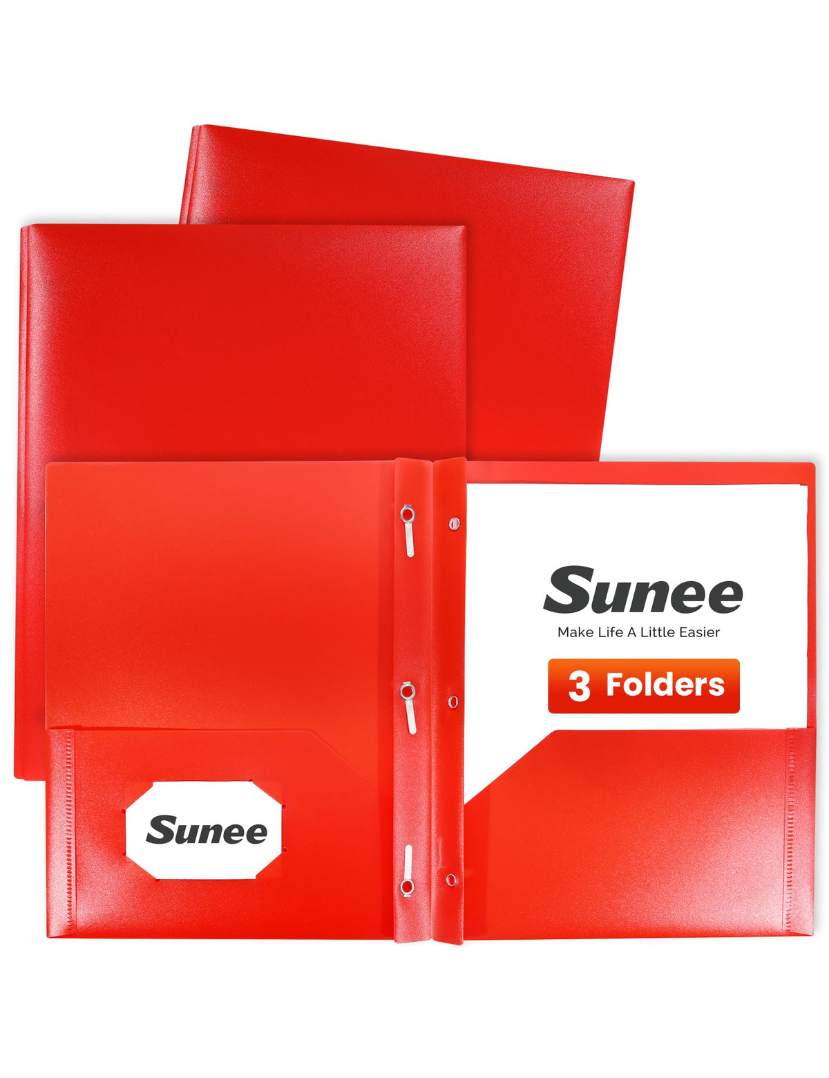 SUNEE 3-Prong Plastic Folders with Pockets (6 Pack, Pastel Colors) 2 Pocket Folders with Fasteners, Tear-Resistant Plastic Pockets, and Fit Letter Size Paper, Use for School Office Home Business