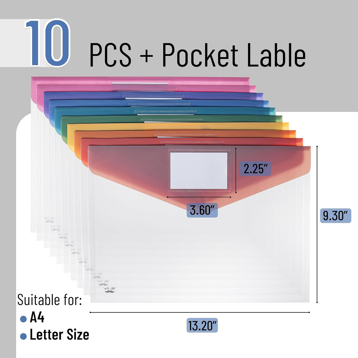 Mr. Pen- Clear Plastic Envelopes File Folders, 10 Pack, A4, Letter Size