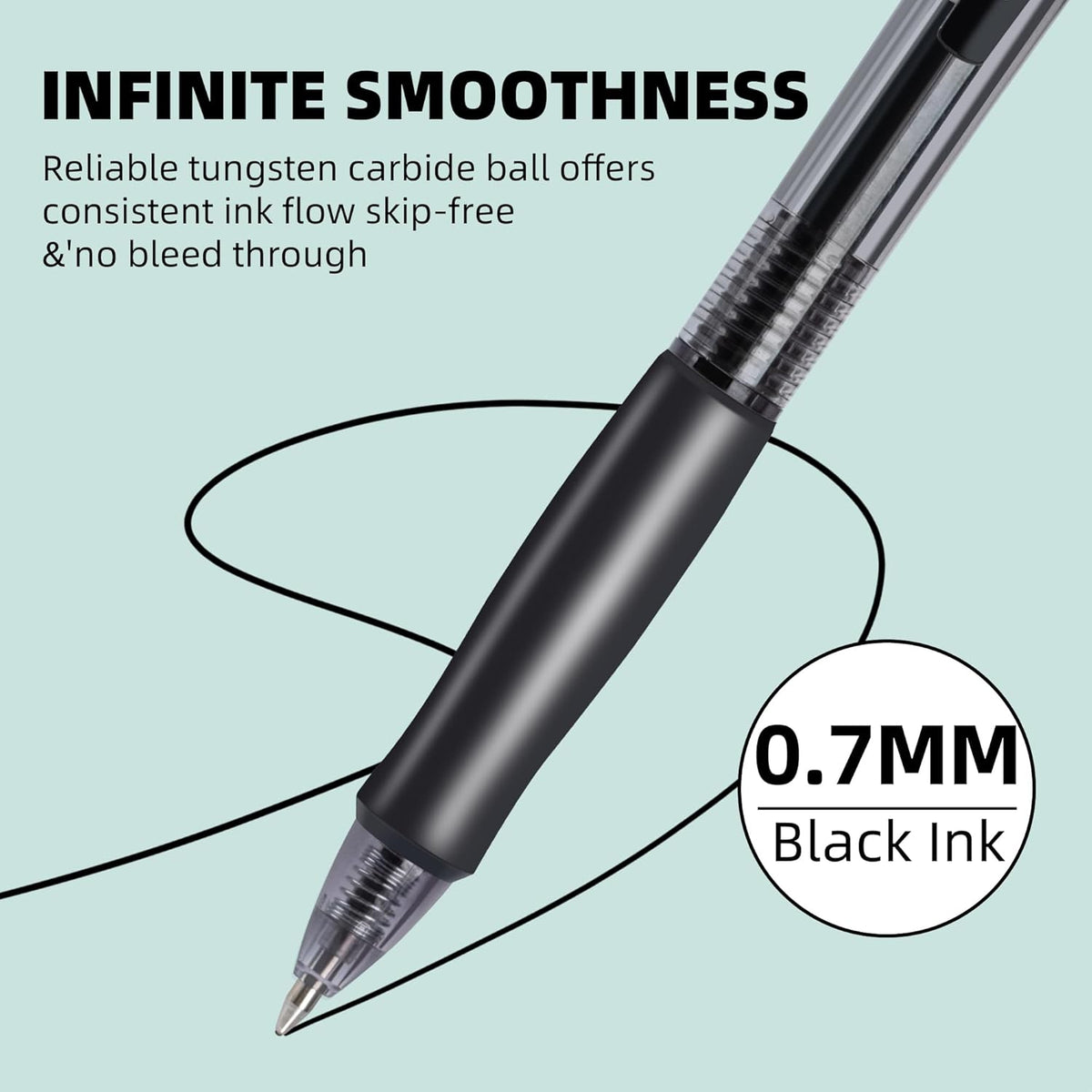 deli Pens Bulk, 50 Pcs Retractable Gel Pens Medium Point 0.7mm