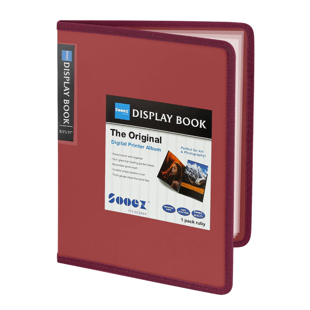Sooez 30-Pocket Binder with Plastic Sleeves 8.5x11,Heavy Duty Art Portfolio