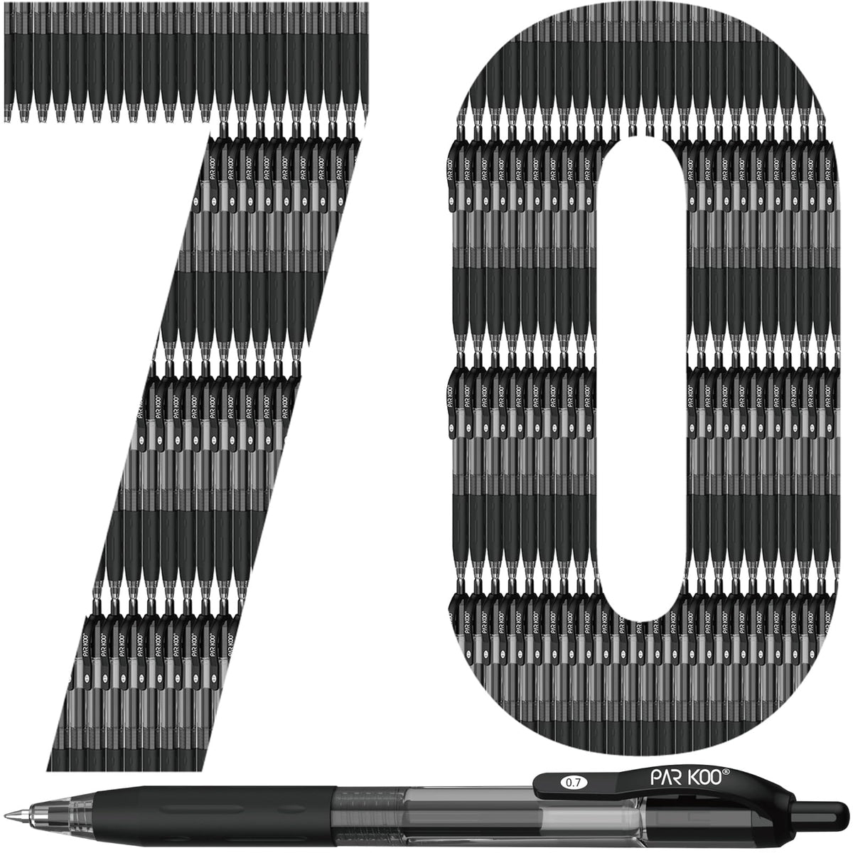 ParKoo 100 Pack 0.7mm Black Gel Pens Medium Point Retractable Pens Bulk