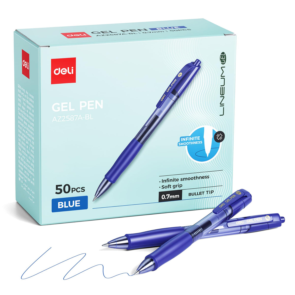 deli Pens Bulk, 50 Pcs Retractable Gel Pens Medium Point 0.7mm