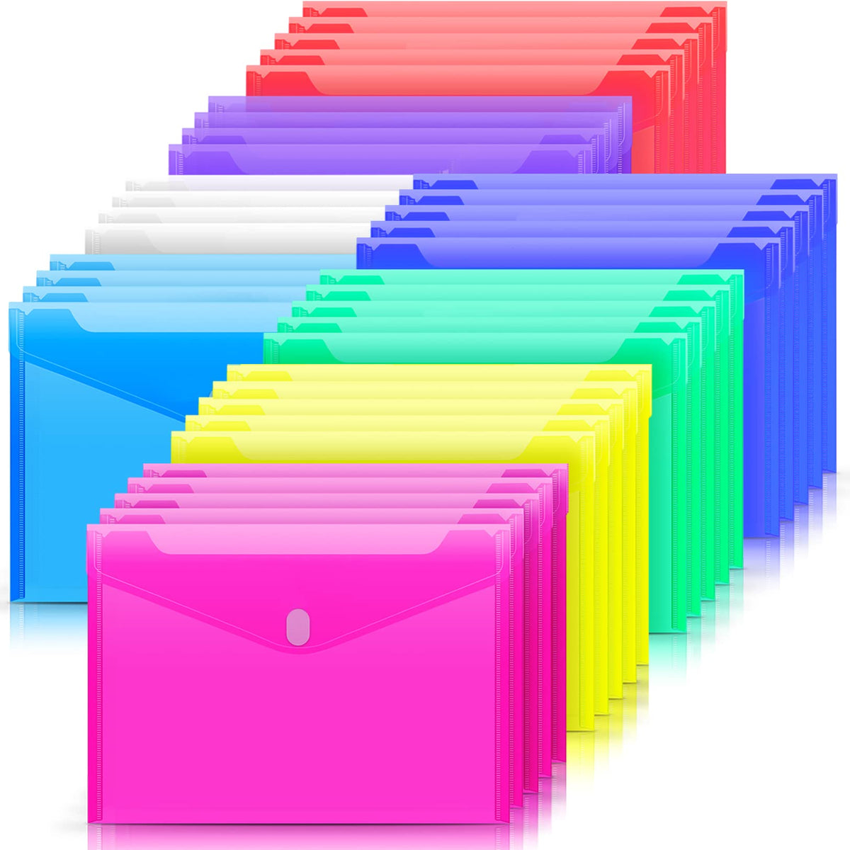 Sooez 12 Pack Plastic Envelopes File Folders, Plastic Filing Folders