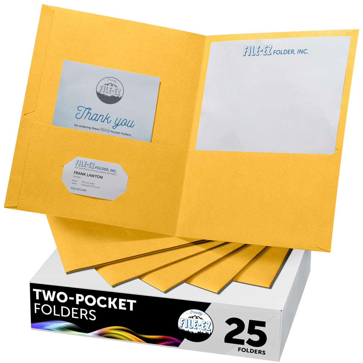 FILE-EZ Two-Pocket Folders, Navy Dark Blue, 25-Pack, Textured Paper, Letter Size (EZ-32523)