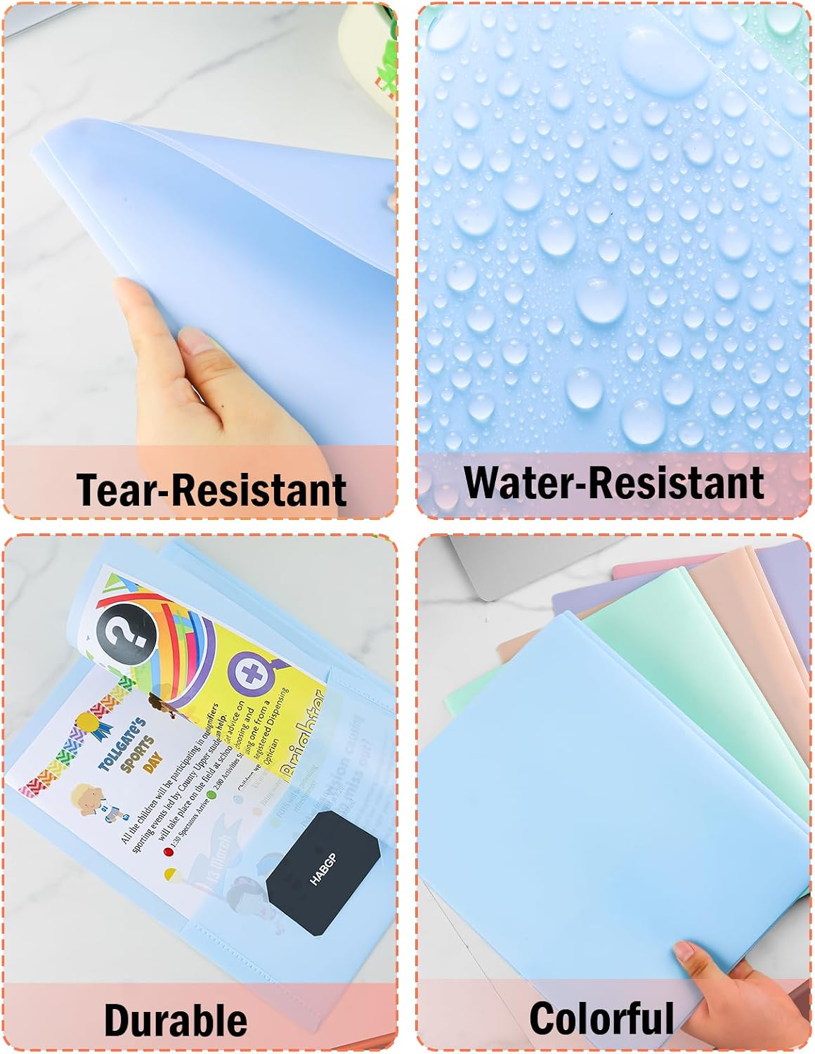 2 Pocket Folder with Prongs (5 Pack, Pastel), Plastic Folders with Pockets