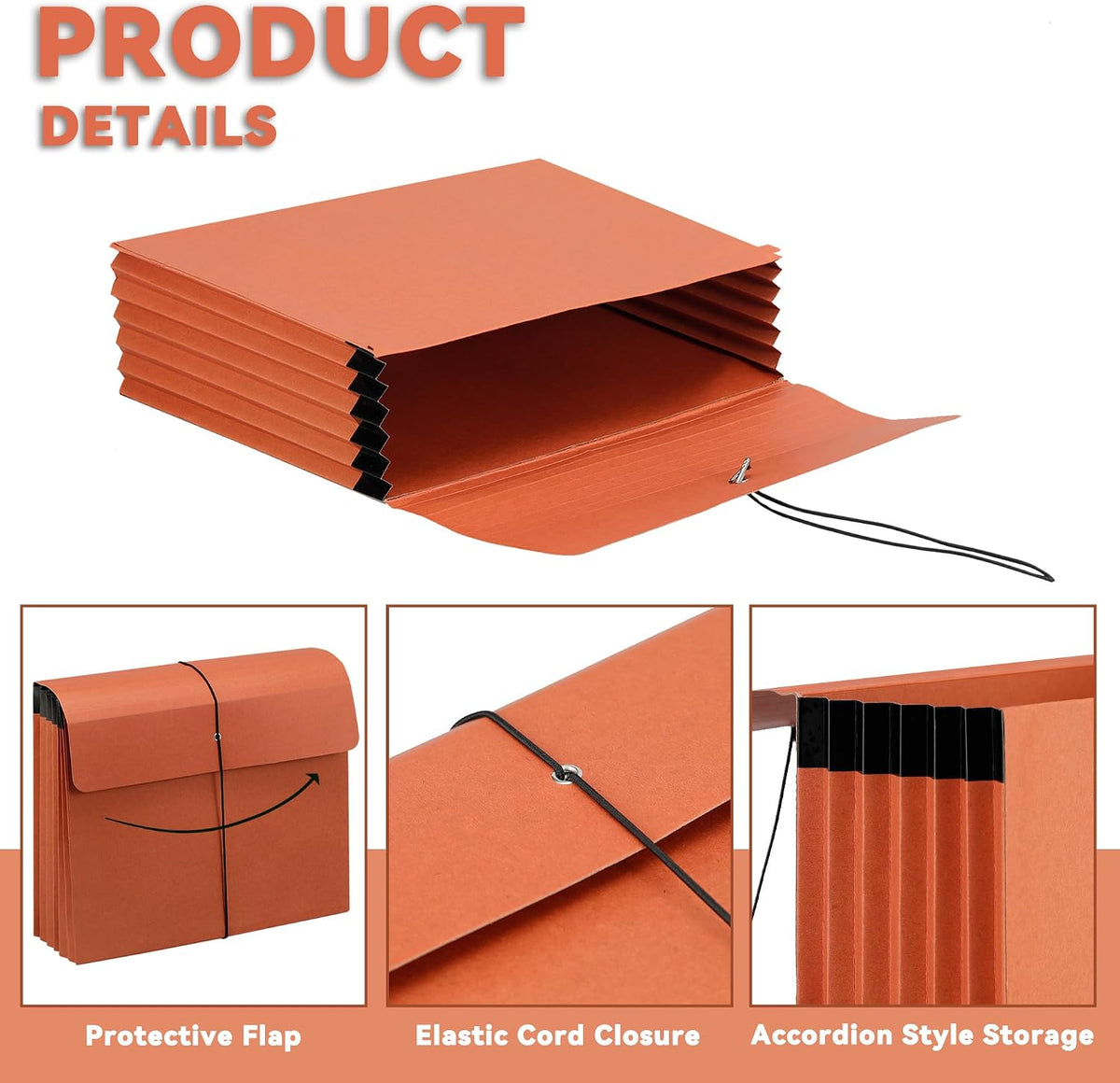 2 Packs Expanding File Folder with Flap and Cord Closure,5 Inch Expansion Accordion File Organizer,Letter Size