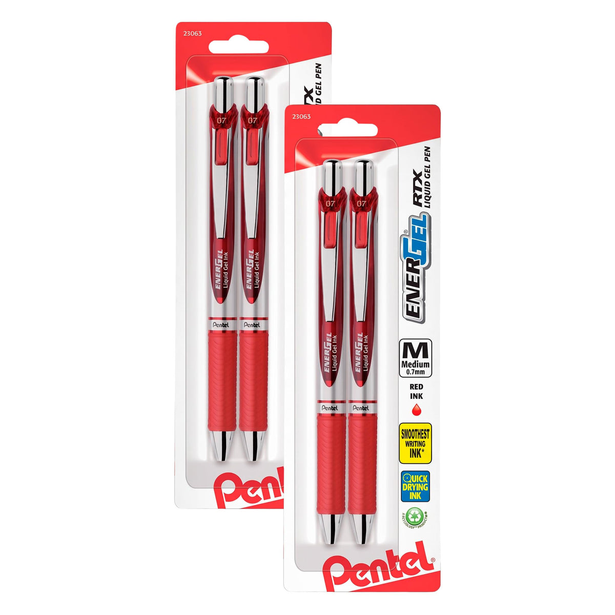 Pentel EnerGel Deluxe RTX Retractable Liquid Gel Pen, 0.7mm, Metal Tip, Blue Ink, 2 Pack (BL77BP2C)