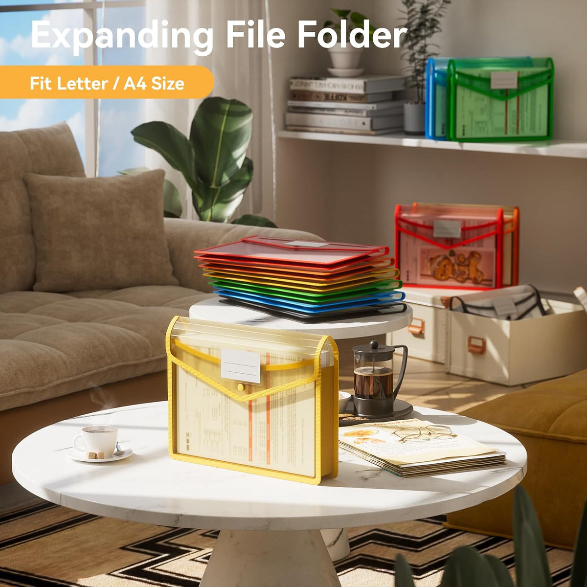 ABC life 6 Pack Plastic File Folder, Colorful File Folder Organizer