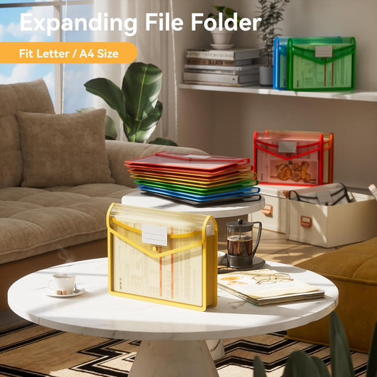 ABC life 6 Pack Plastic File Folder, Colorful File Folder Organizer