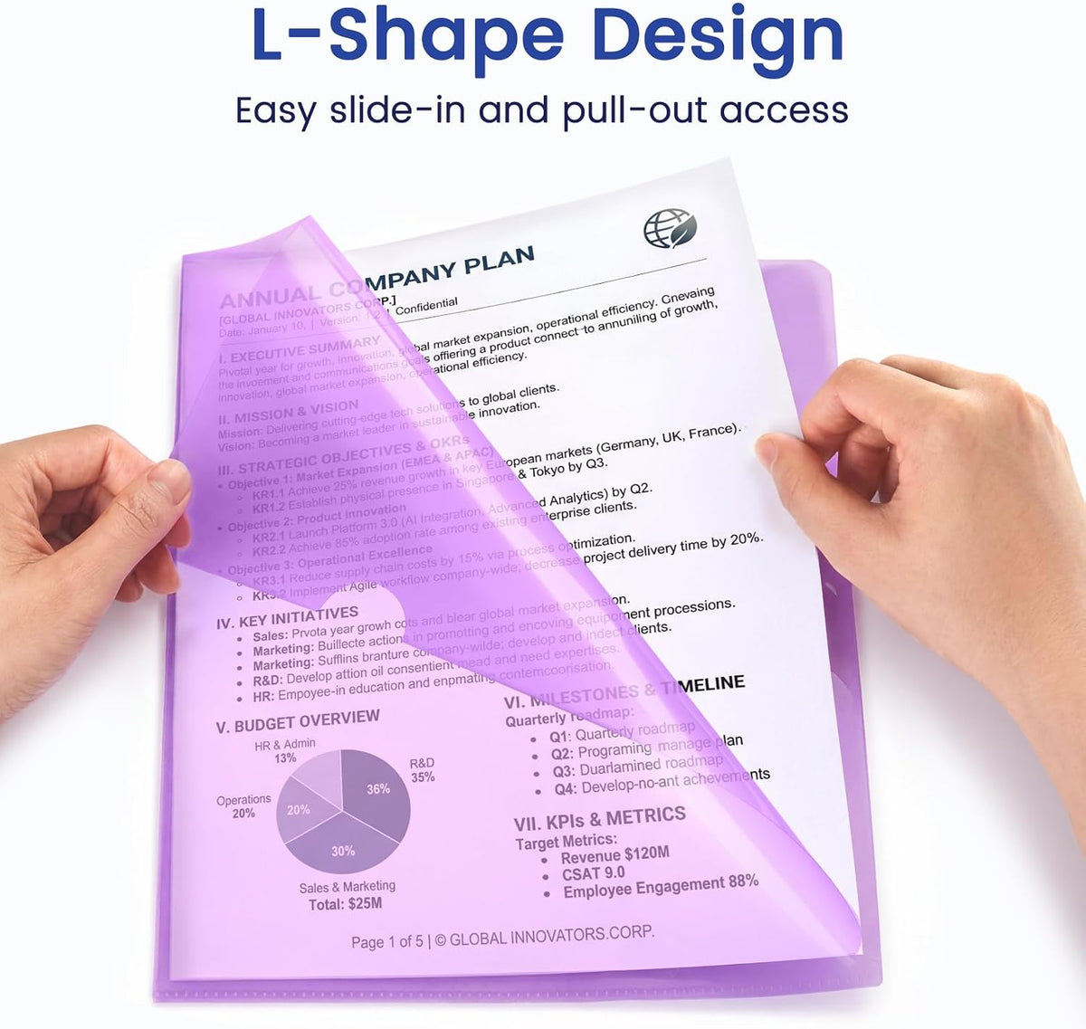 Sooez 25 Pack Clear Document Folder Project Pockets