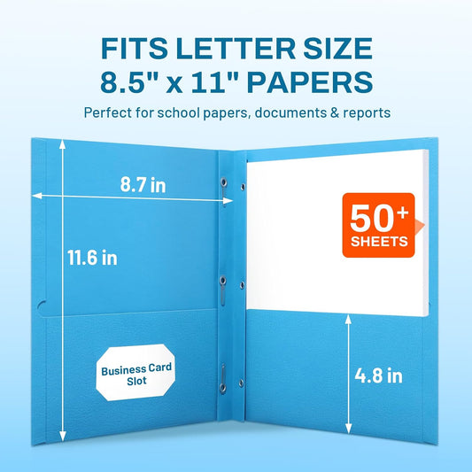 SUNEE Folders with Prongs, 5 Pack Paper Pocket Folders, Folders with Pockets and Prongs Fit Letter Size Paper, 5 Assorted Colors for School Office Home Business