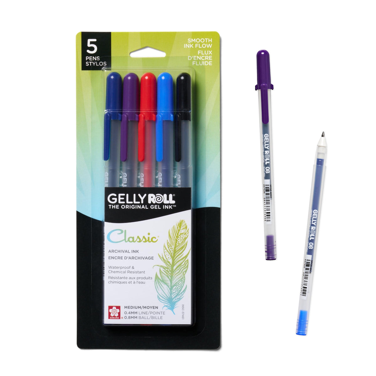 Sakura Gelly Roll Gel Pens, Medium Point, 0.4 mm Line, Black - 3 Pack