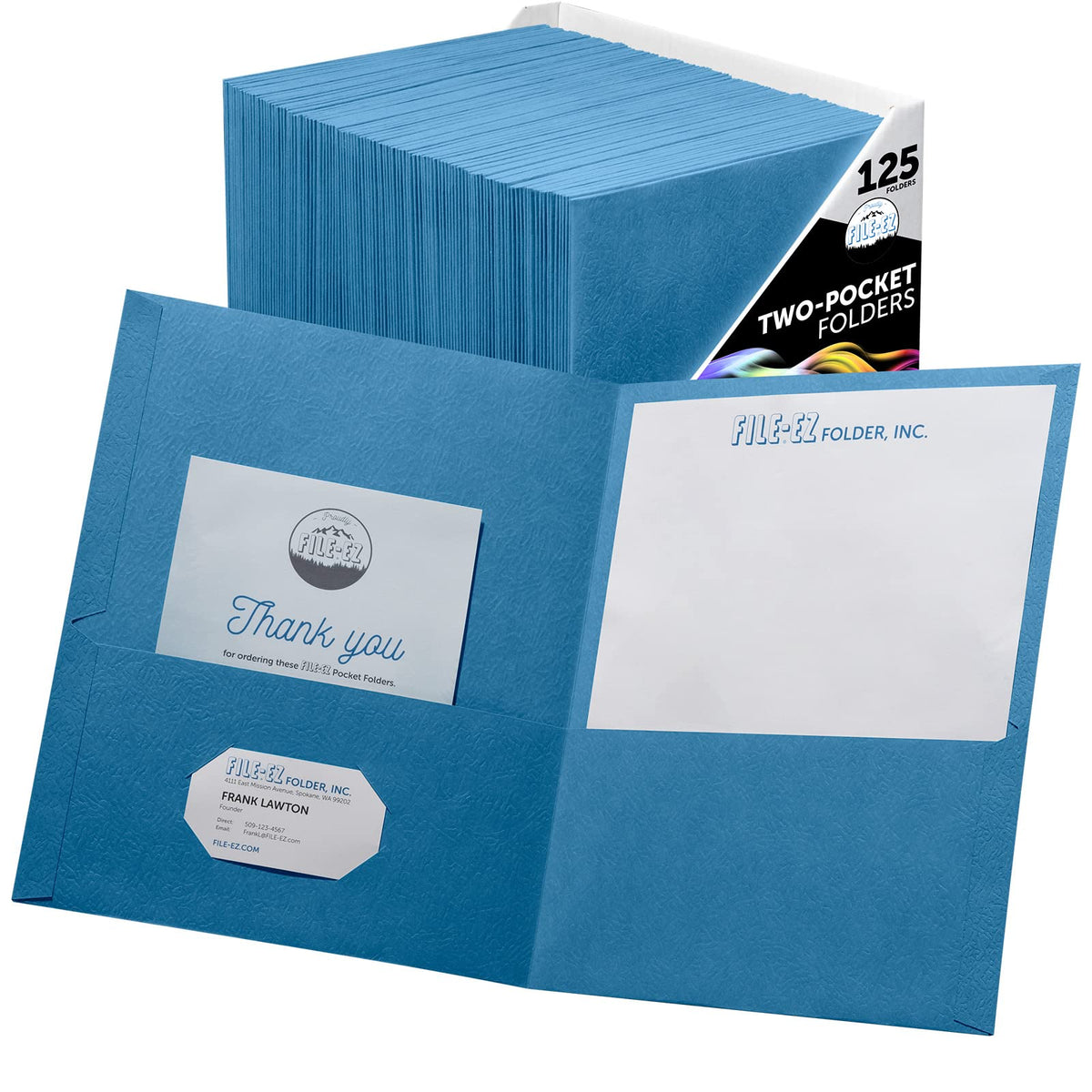 FILE-EZ Two-Pocket Folders, Navy Dark Blue, 25-Pack, Textured Paper, Letter Size (EZ-32523)