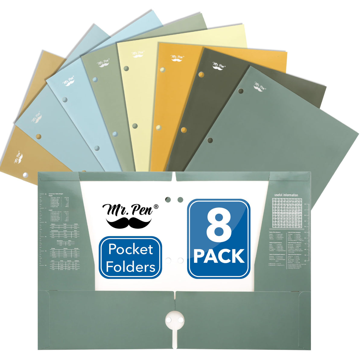 Mr. Pen- 4-Pocket Folders, 4 Pack, 12.5" x 9.5", Pastel Colors | Tear-Resistant Paper Folders with Pockets 3 Holes Punched, High Capacity