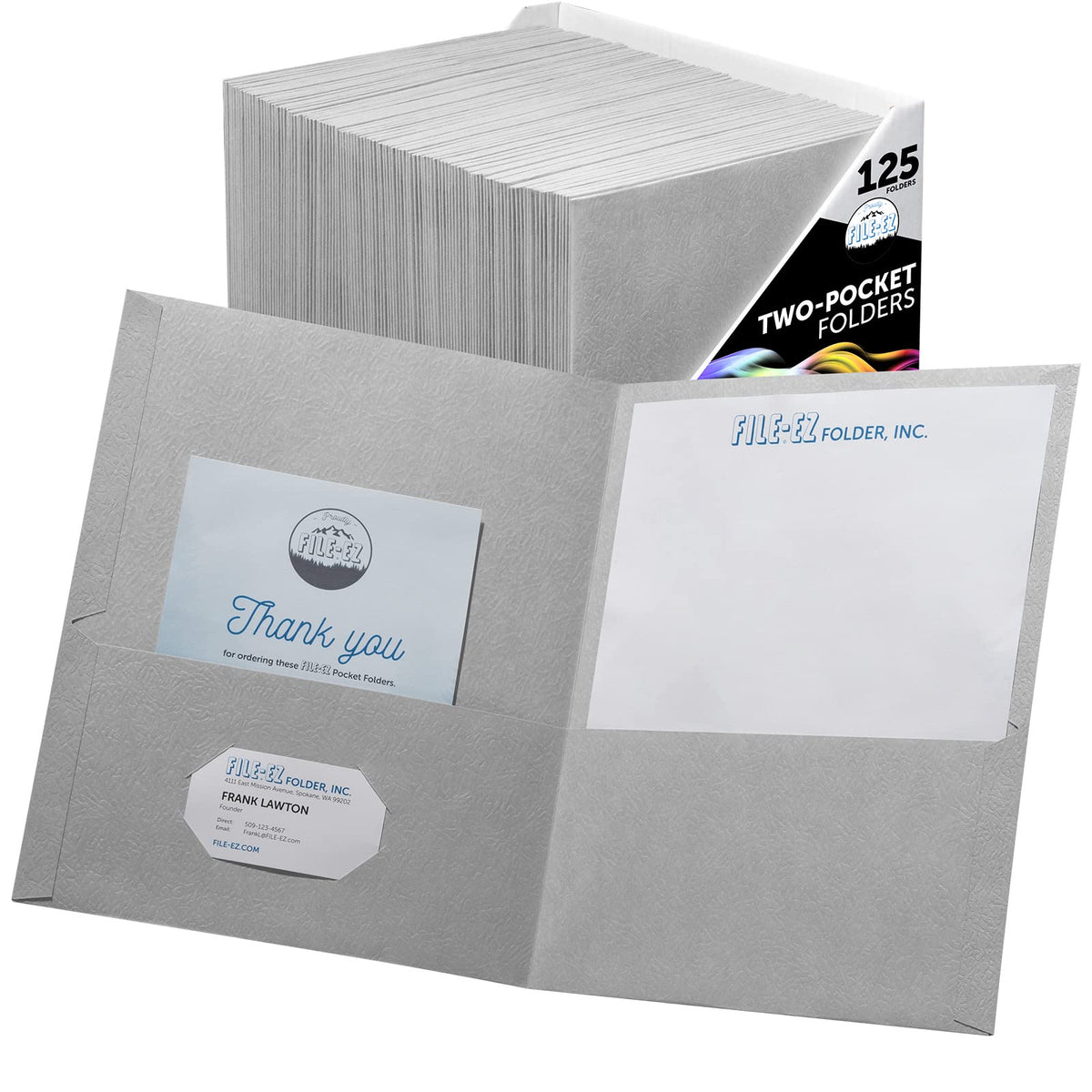 FILE-EZ Two-Pocket Folders, Navy Dark Blue, 25-Pack, Textured Paper, Letter Size (EZ-32523)