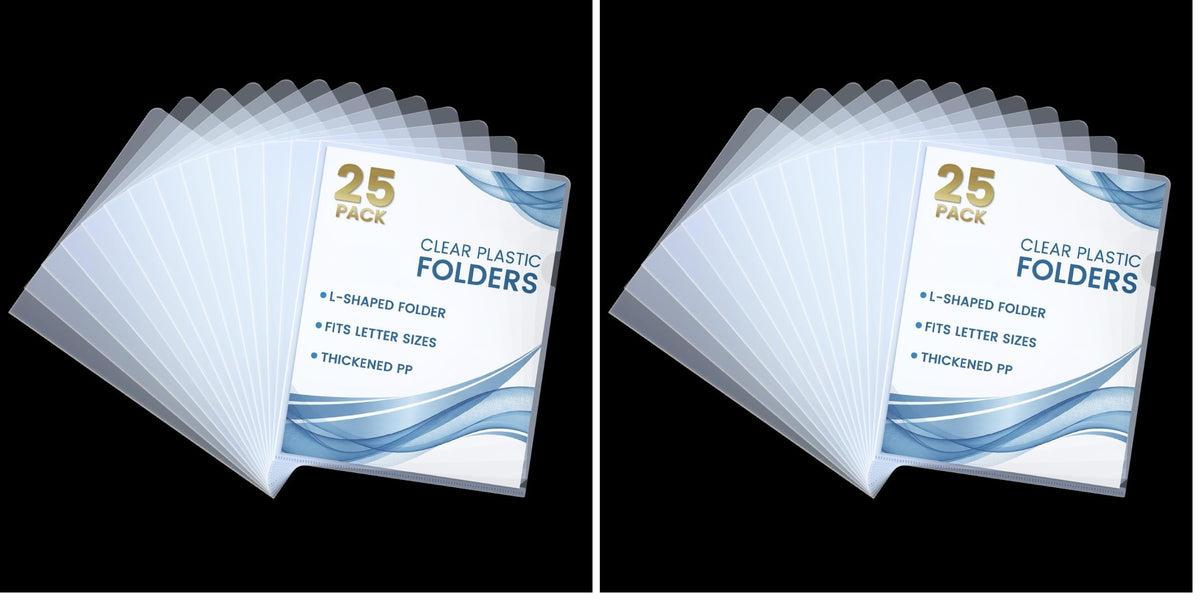 Sooez 25 Pack Clear Document Folder Project Pockets