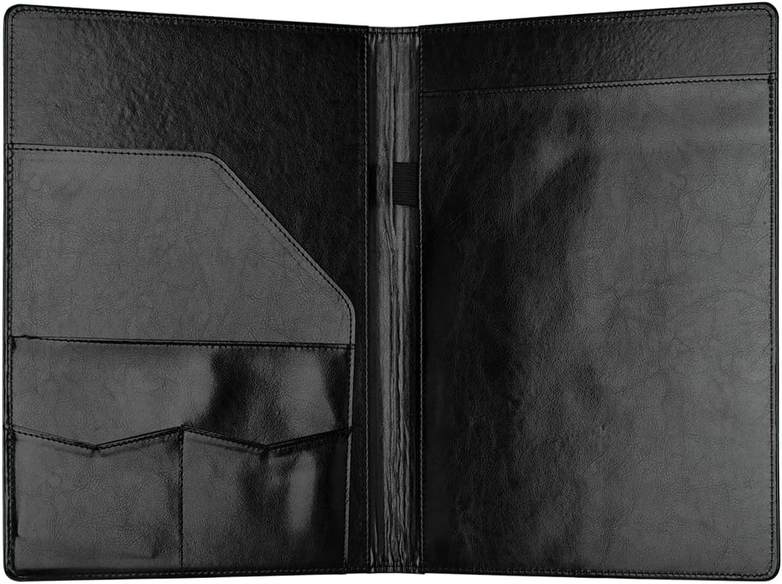 Padfolio Portfolio Binder, Faux Leather Folio Folder Organizer, Black