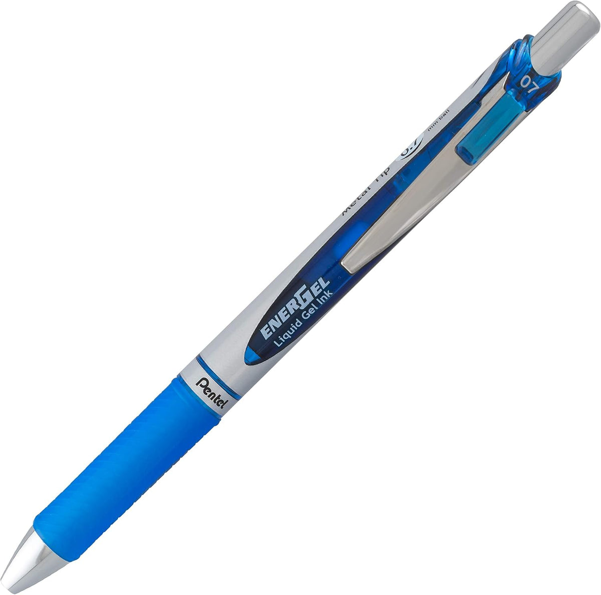 Pentel Energel RTX Retractable Liquid Gel Pen, 0.7mm, Metal Tip, Pack of 12 6 Black and 6 Blue Ink Pens