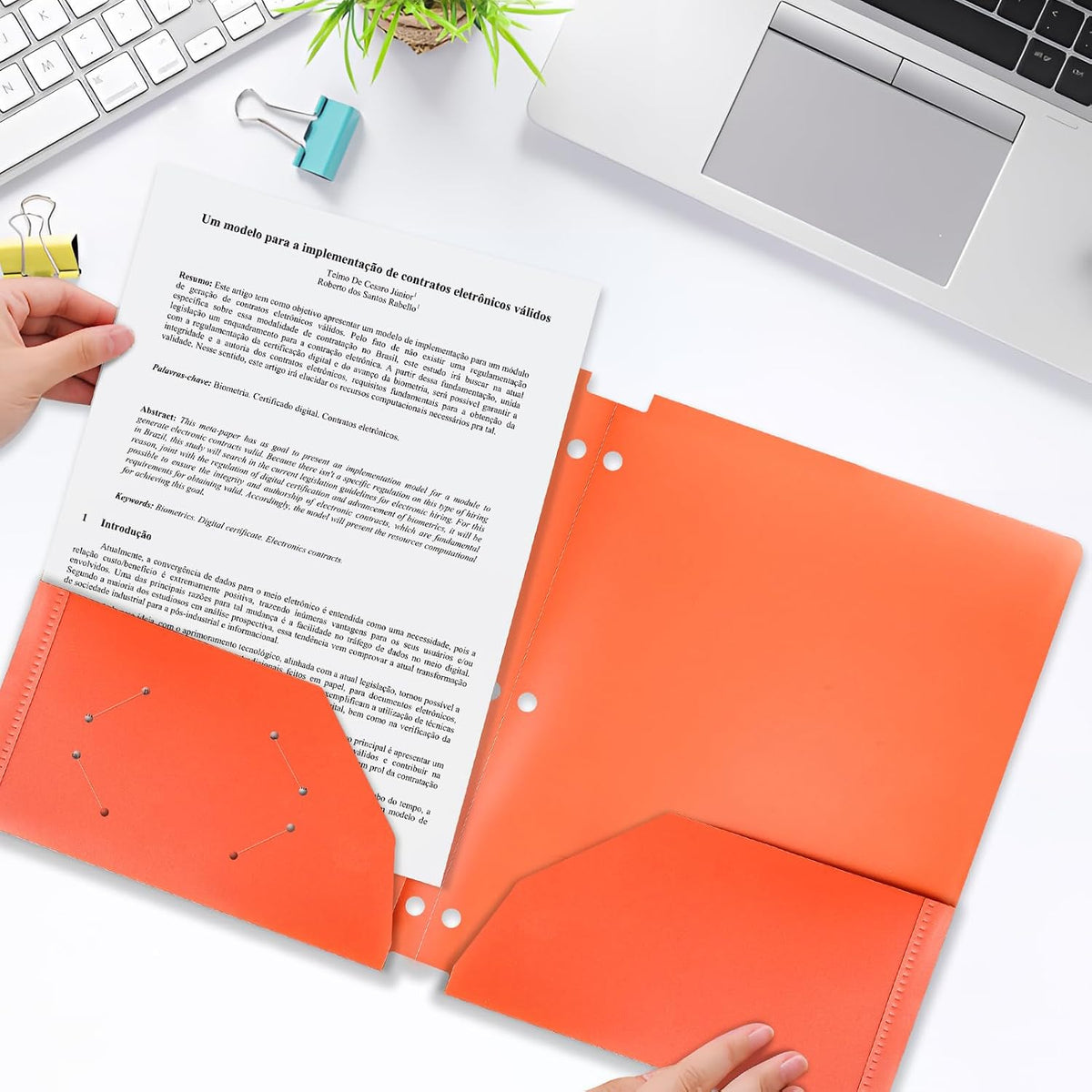 Plastic Folders with Pocket, 6 Assorted Color, 3 Hole Punched Binder Folder