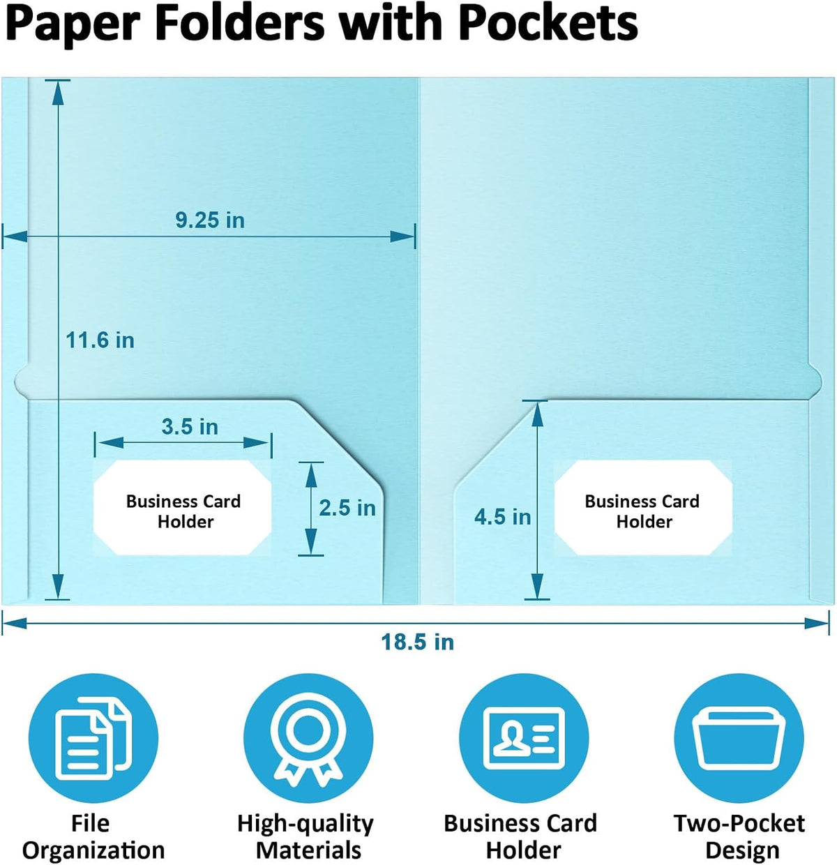 6 Pack Folders with Pockets, Pastel Color Cute Pocket Folders Paper Classic