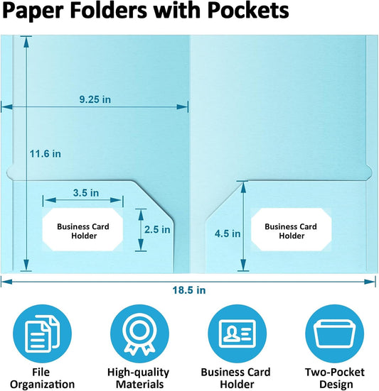 6 Pack Folders with Pockets, Pastel Color Cute Pocket Folders Paper Classic