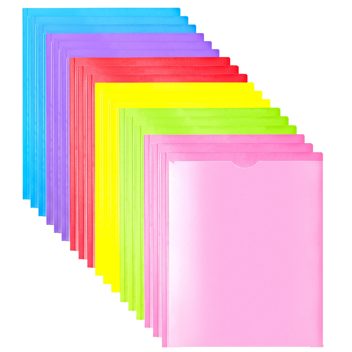 Heavy Duty Plastic Folders with Clear Front Pocket - 6PCS, 3 Pockets Folders with Prongs and Card Slot, for Letter Size Sheets, Bright Colors