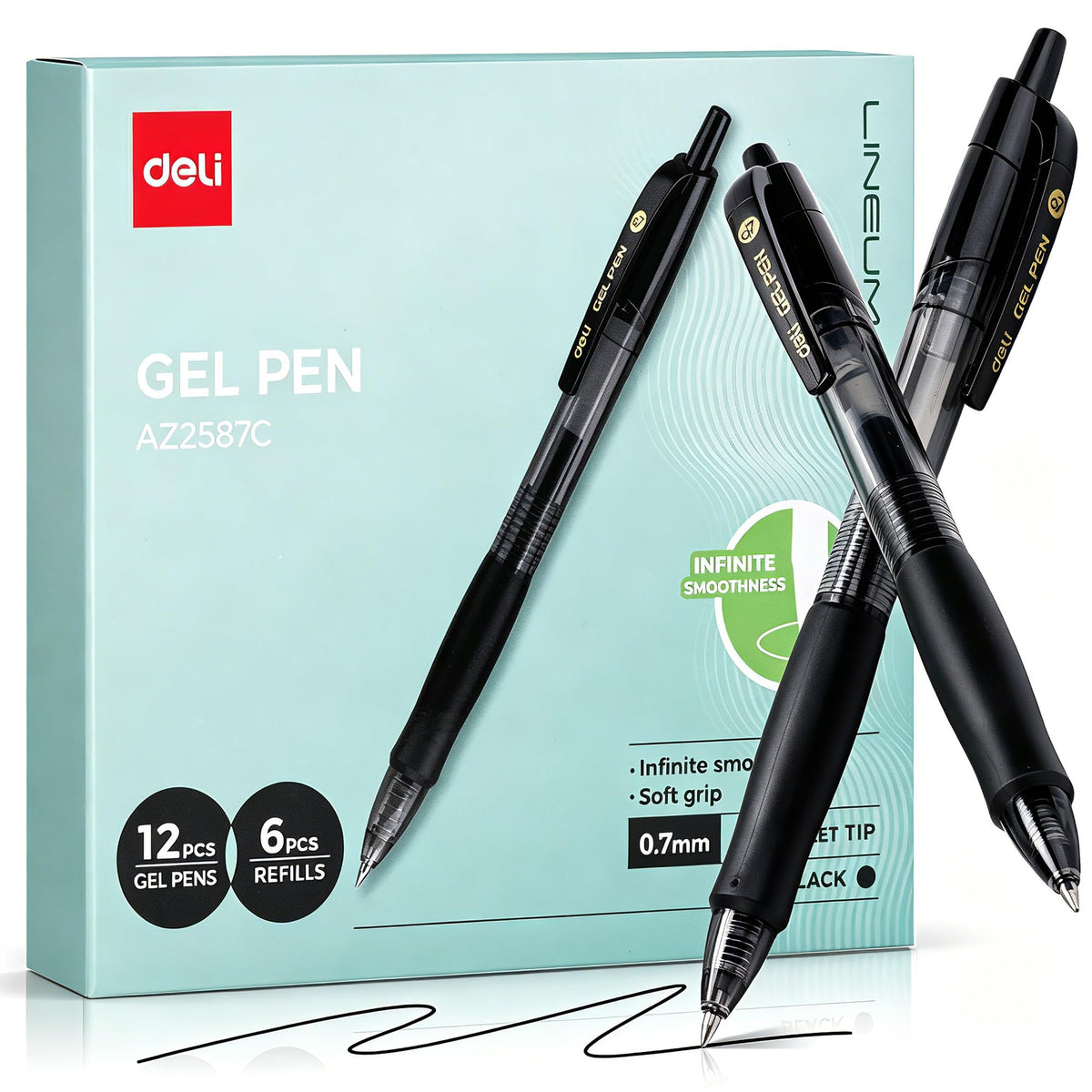 deli Pens Bulk, 50 Pcs Retractable Gel Pens Medium Point 0.7mm