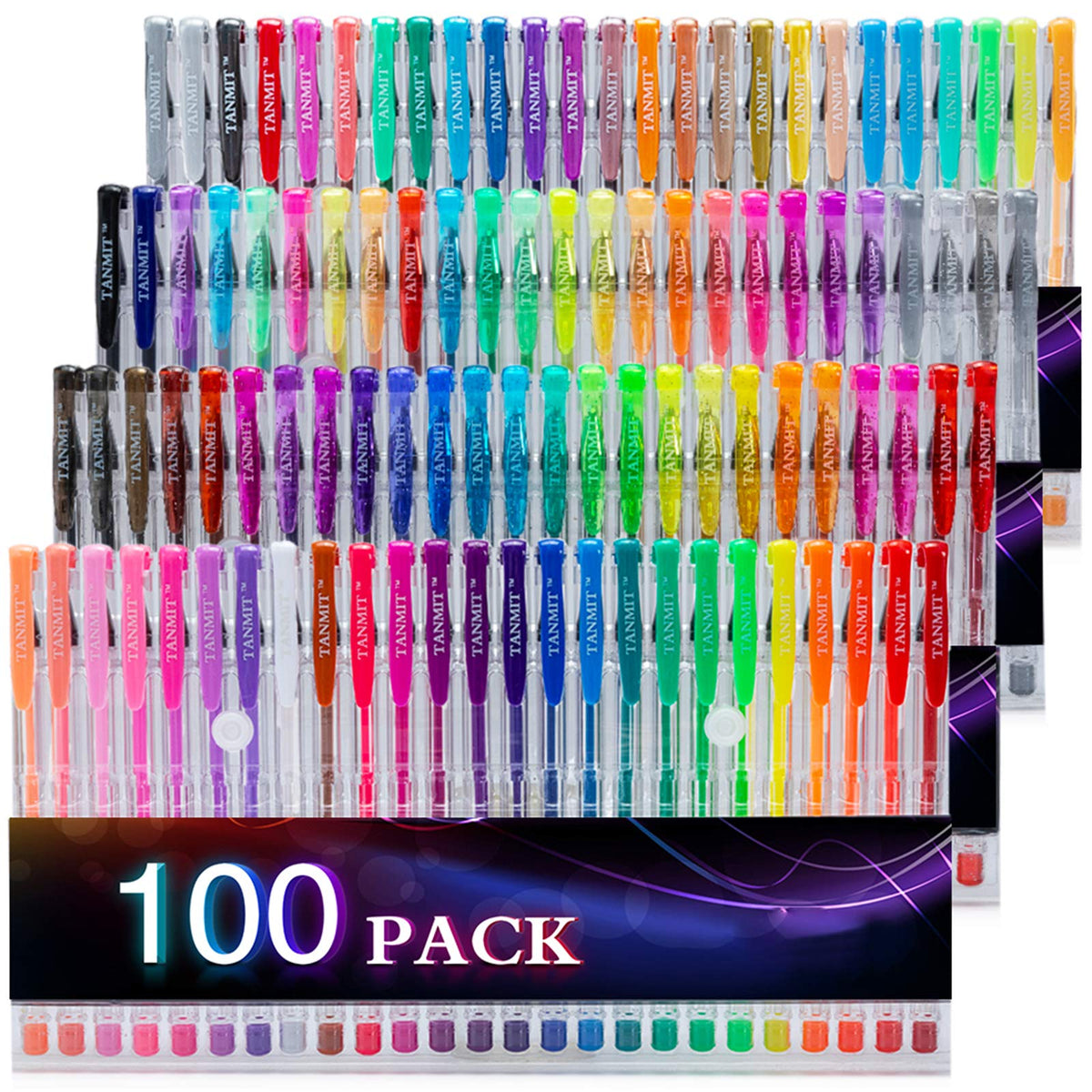 TANMIT 36 Colors Gel Pens Set for Adult Coloring Books with 40% More Ink