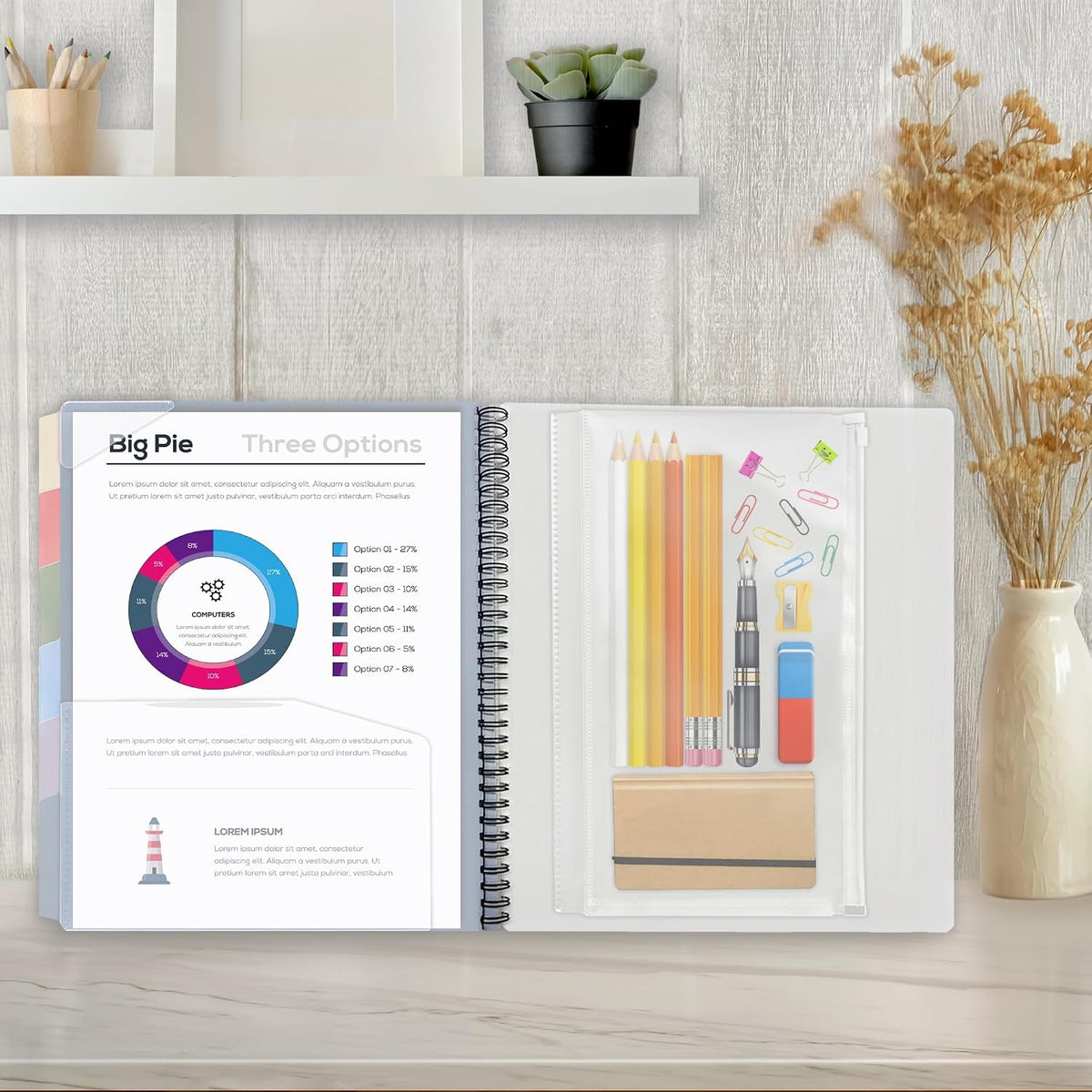 H4D 12 Pocket Poly Project Organizer, Multi Pocket Folder, Pastel Colors