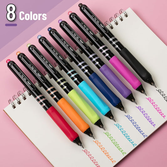Mr. Pen- Retractable Gel Pens, 8 Pack, Vibrant Barrels, Fast Dry, Colorful Ink Gel Pens Fine Point 0.7mm