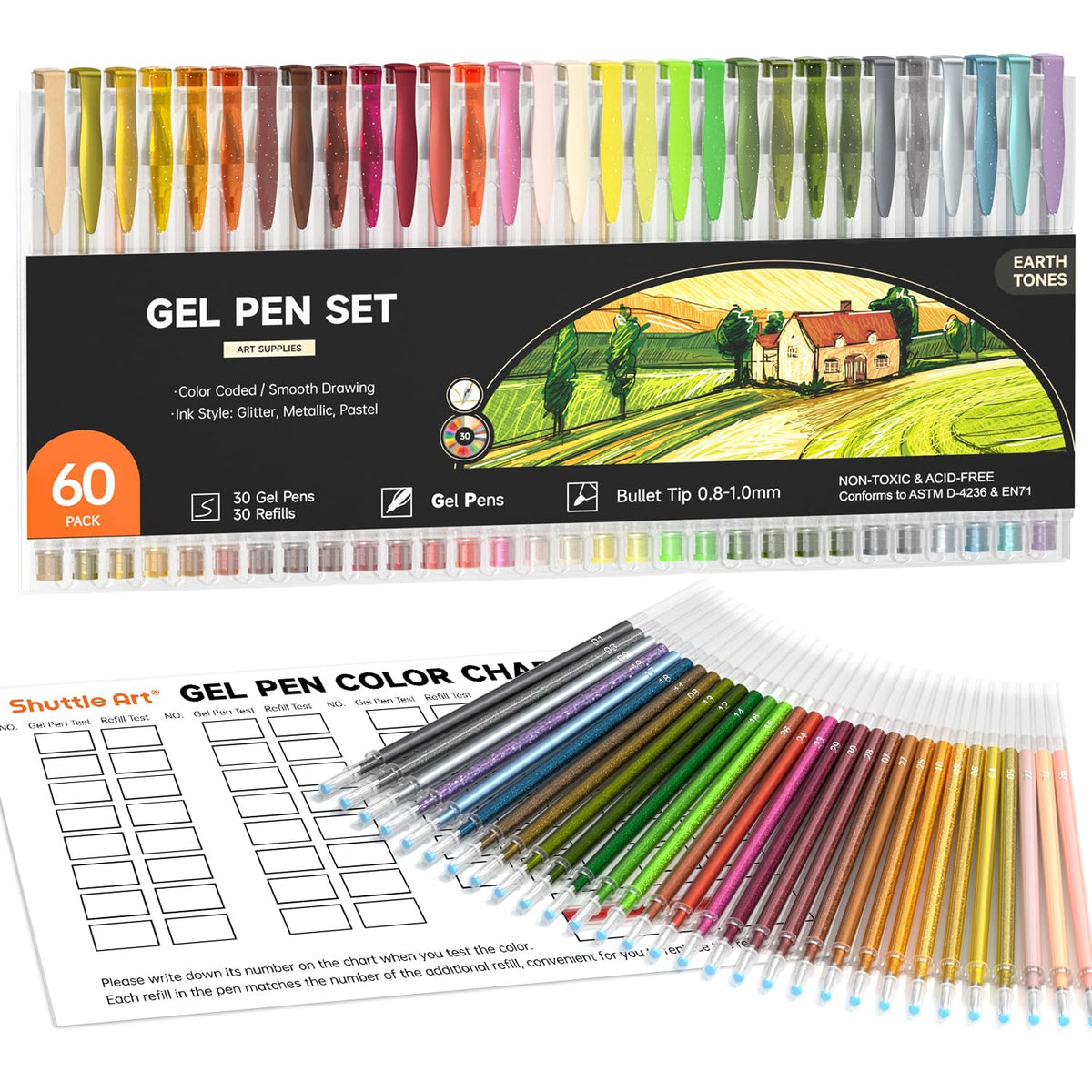 Shuttle Art 50 Pack Metallic Gel Pens, 25 Metallic Gel Pens Set with 25 Refills Perfect for Adult Coloring Books Doodling Drawing Art Markers