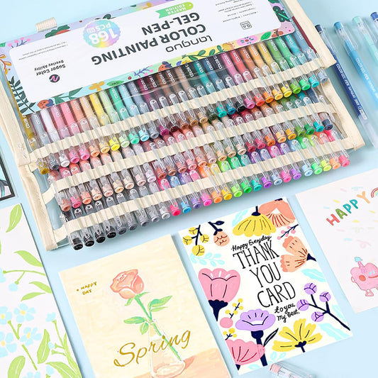 Gel Pens For Coloring,168Pack Colored Pen for Black&White Paper,0.6MM Point