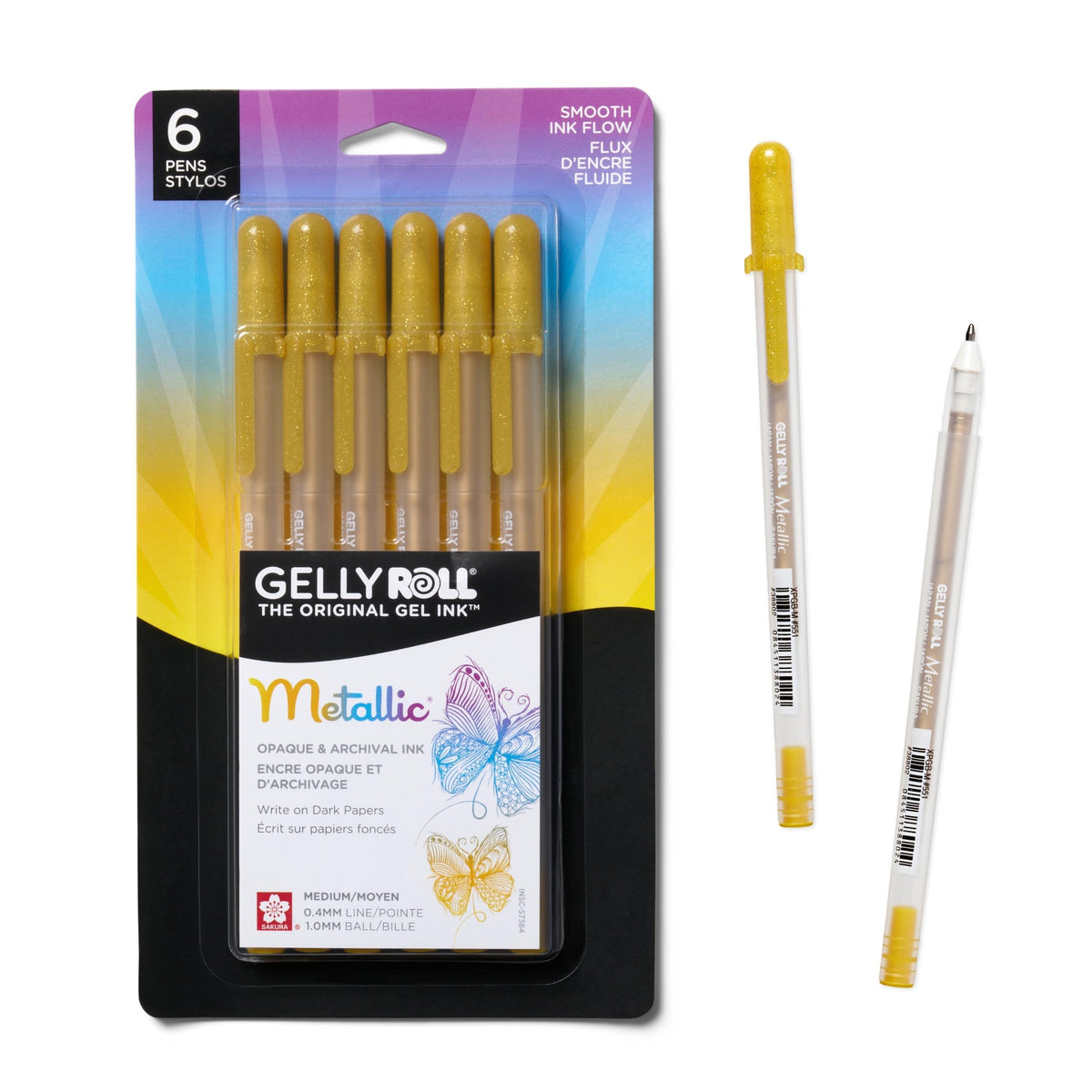Sakura Gelly Roll Metallic Gel Pens, Colored Metallic, Medium Line, 10 Pack