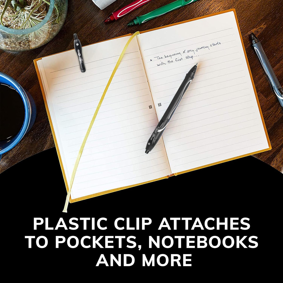 BIC Gelocity Quick Dry Black Gel Pens, Medium Point, 0.7mm, 8-Count Pack