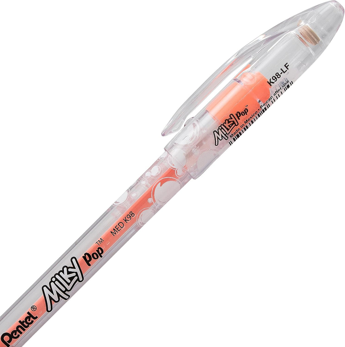 Pentel Arts Milky Pop Pastel Gel Pen, 0.8mm Medium Line, Assorted Colors, Pack of 8 (K98PABP8M)