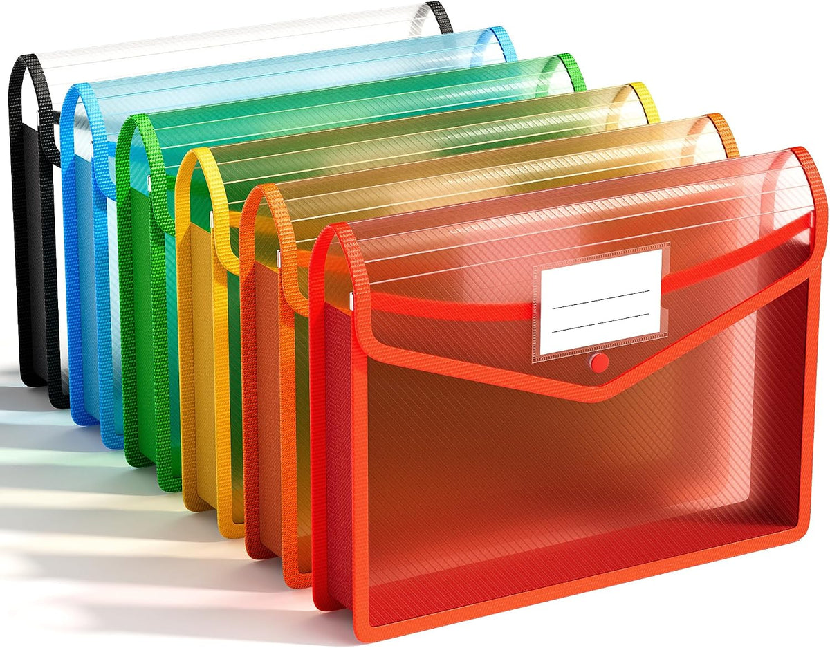 ABC life 6 Pack Plastic File Folder, Colorful File Folder Organizer