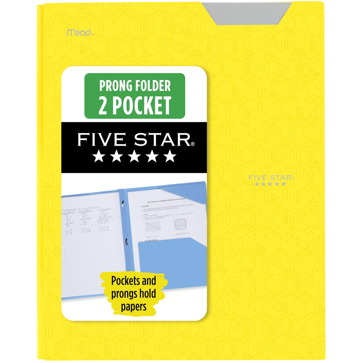 Five Star 2-Pocket Folder, Plastic Folder with Stay-Put Tabs and Prong Fasteners, Holds 8-1/2" x 11" Paper, Forest Green (72111)