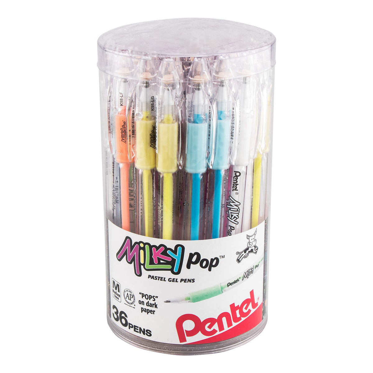 Pentel Arts Milky Pop Pastel Gel Pen, 0.8mm Medium Line, Assorted Colors, Pack of 8 (K98PABP8M)