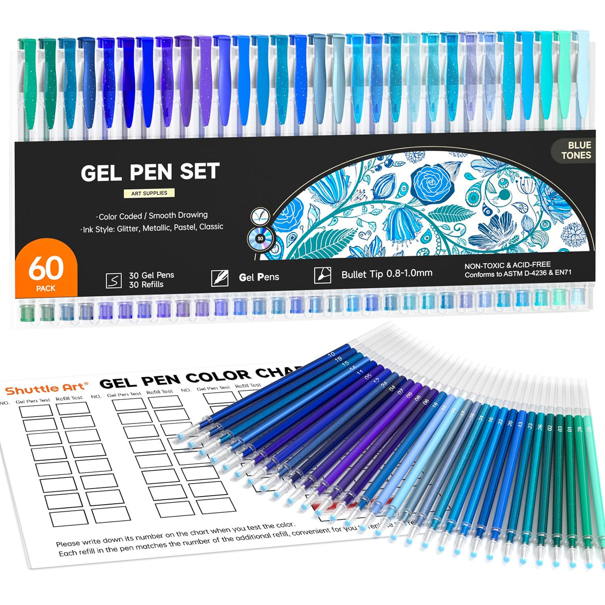 Shuttle Art 50 Pack Metallic Gel Pens, 25 Metallic Gel Pens Set with 25 Refills Perfect for Adult Coloring Books Doodling Drawing Art Markers