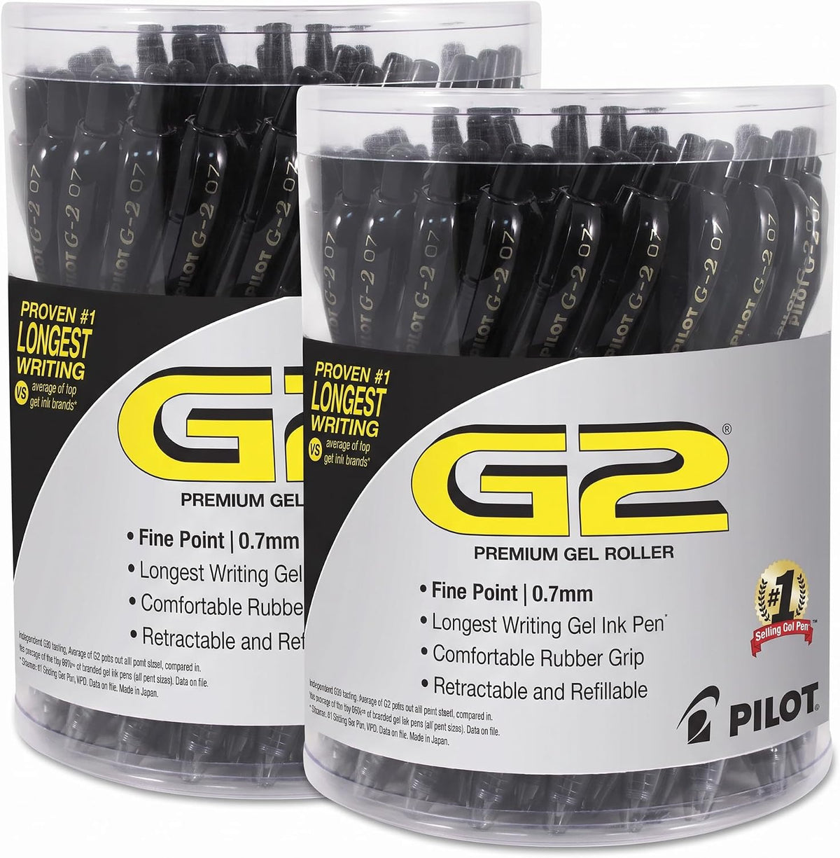 Pilot G2 Premium Gel Roller Pen, Retractable and Refillable, Fine Point 0.7 mm, Black Ink, 36 Count